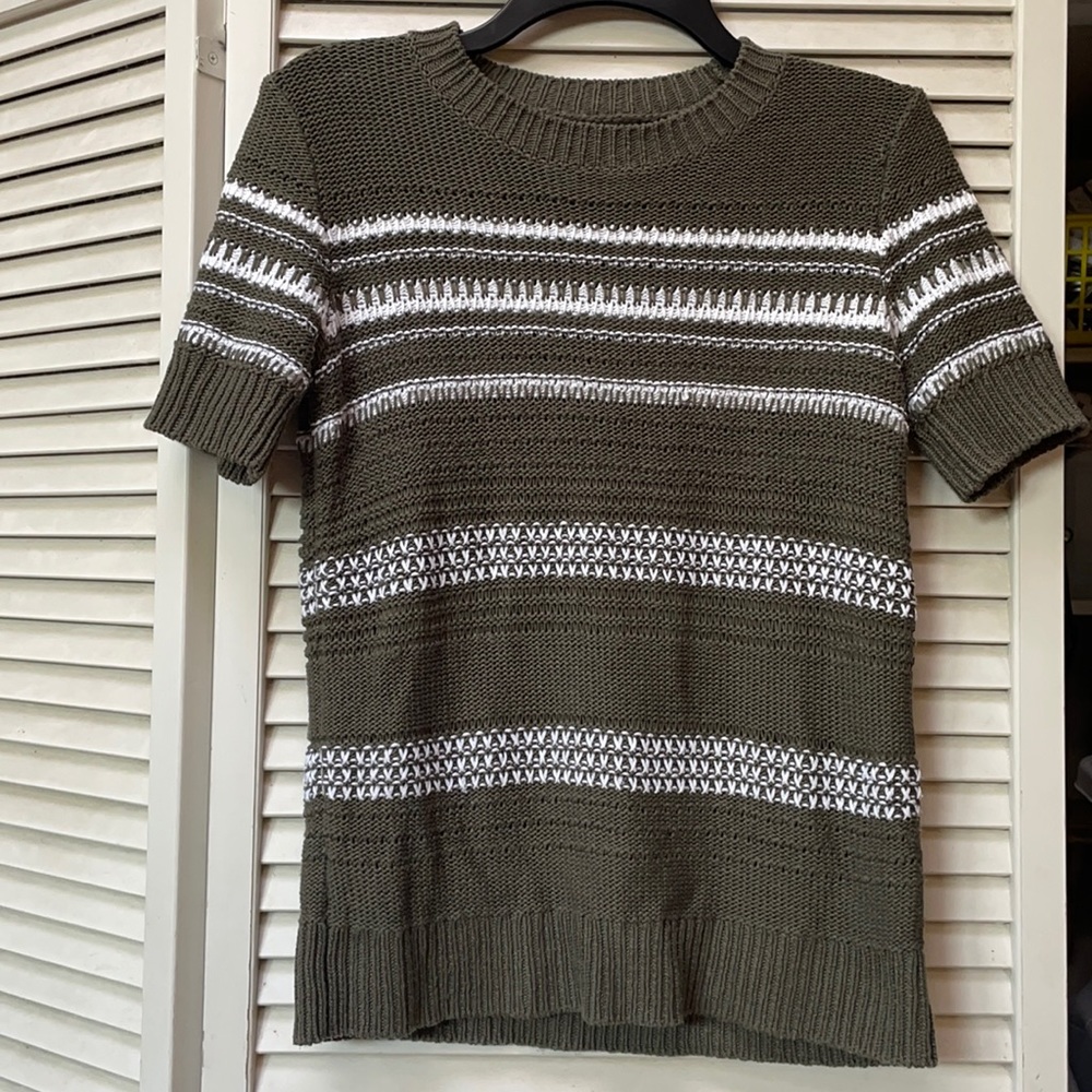 Banana republic Short-sleeved striped knit sweater
